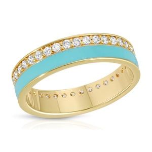 Pave turquoise Enamel Stacking Ring